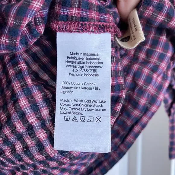 MADEWELL Flutter-Sleeve Side-Tie Wrap Top in Plaid Burnished Rose Size Medium - Picture 8 of 9